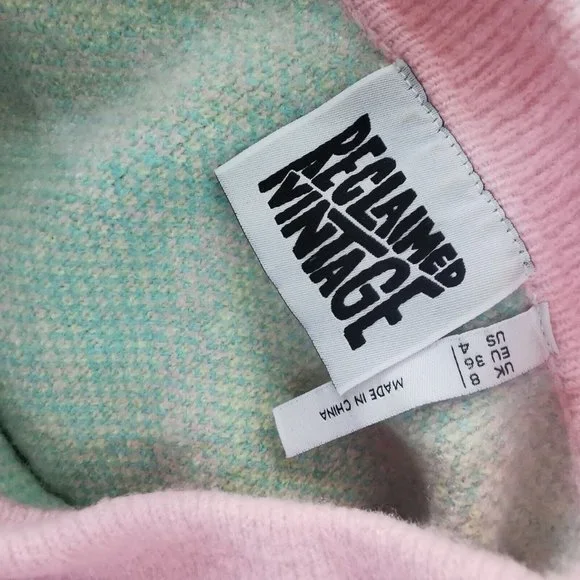 RECLAIMED VINTAGE Swirl Print Pastel Jumper Oversized UK 8 10 - Picture 7 of 8